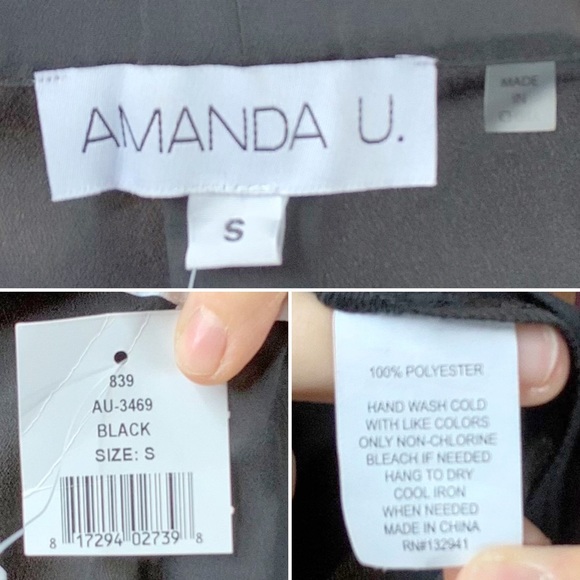 NWT AMANDA UPRICHARD off-shoulder black blouse toe sleeve high low hem 2023 - Picture 7 of 9